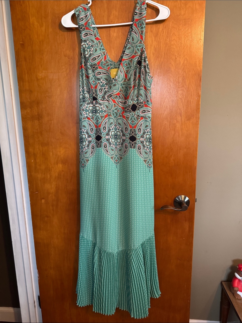 Maeve Aqua Paisley V-Neck Midi Dress